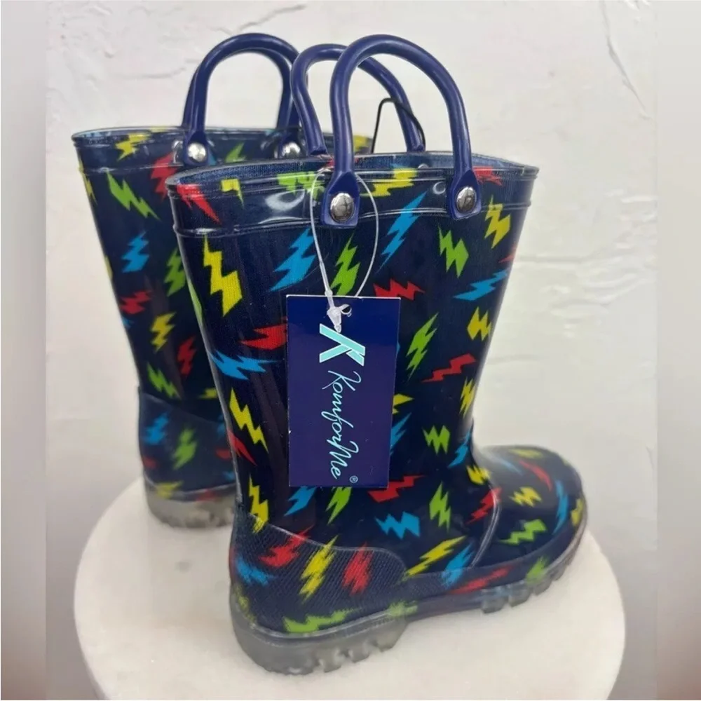 NEW Toddler Rainboots Rainbow Colorful Little Girl Boy Blue Waterproof Toddler 9